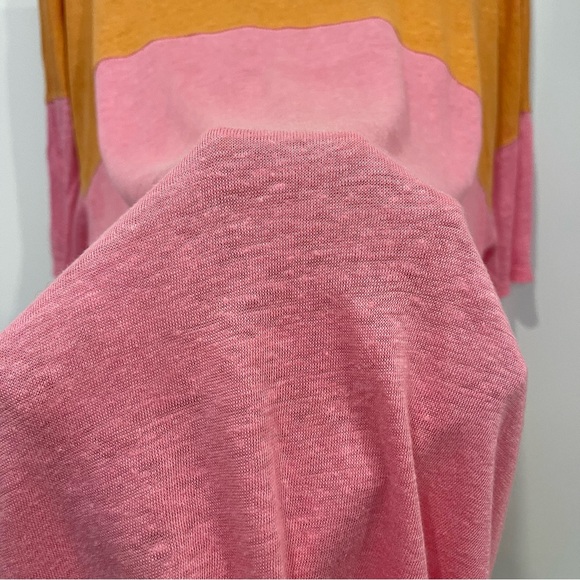 Aritzia Le Fou Pink & Orange Colourblock Linen T-Shirt - Picture 5 of 8